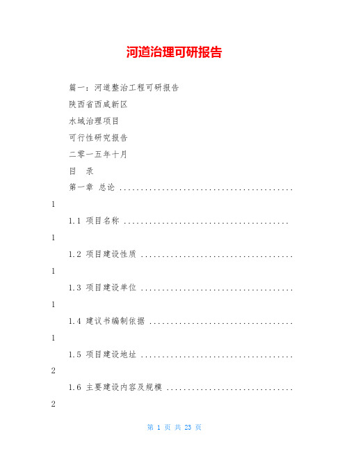 河道治理可研报告