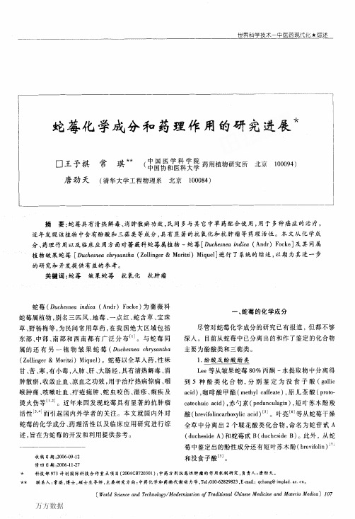蛇莓化学成分和药理作用的研究进展