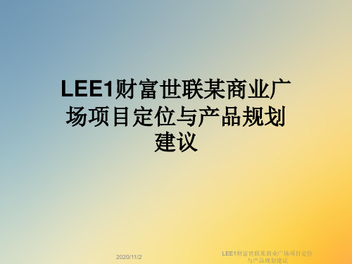 LEE1财富世联某商业广场项目定位与产品规划建议