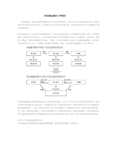 供应链金融的三种模式