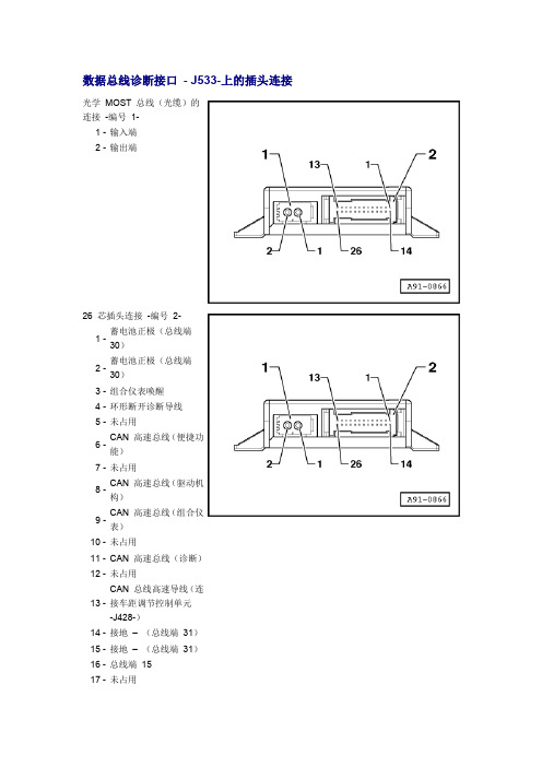 数据总线诊断接口-J533-上的插头连接.