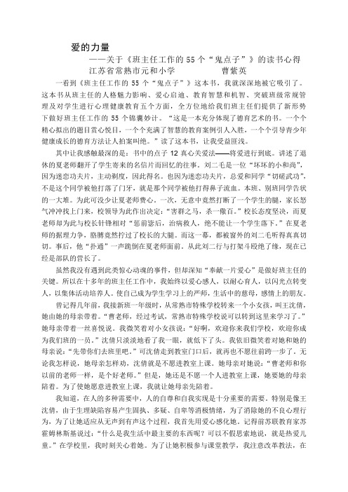 爱的力量——关于《班主任工作的55个“鬼点子”》的读书心得