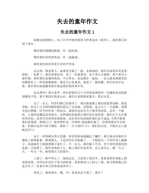 失去的童年作文