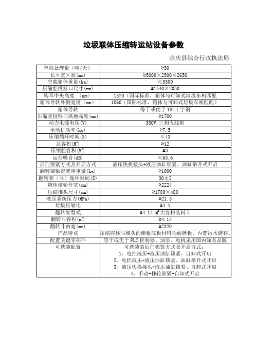 垃圾联体压缩转运站设备参数