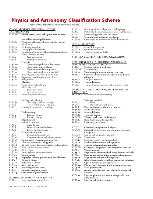 Physics and Astronomy Classification Scheme