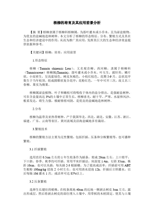 柽柳的培育及其应用前景分析