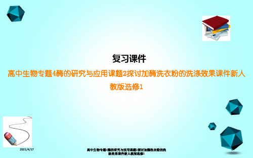 高中生物专题4酶的研究与应用课题2探讨加酶洗衣粉的洗涤效果课件新人教版选修1