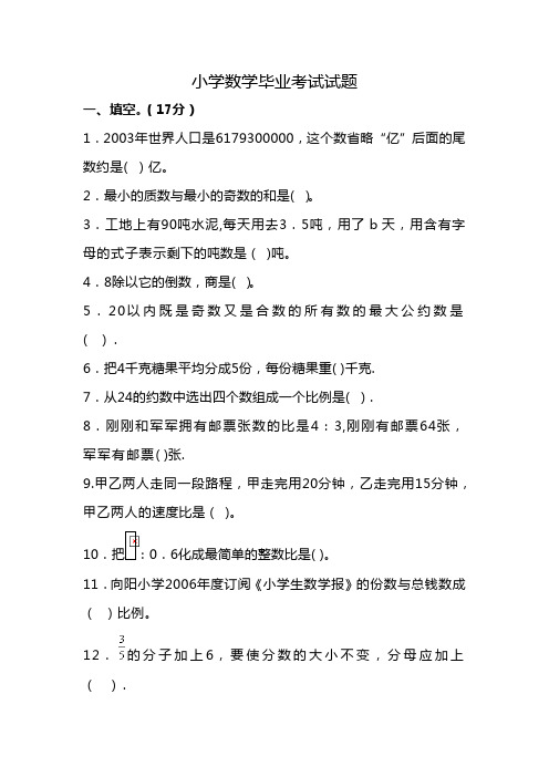 小升初考试试题(含答案)