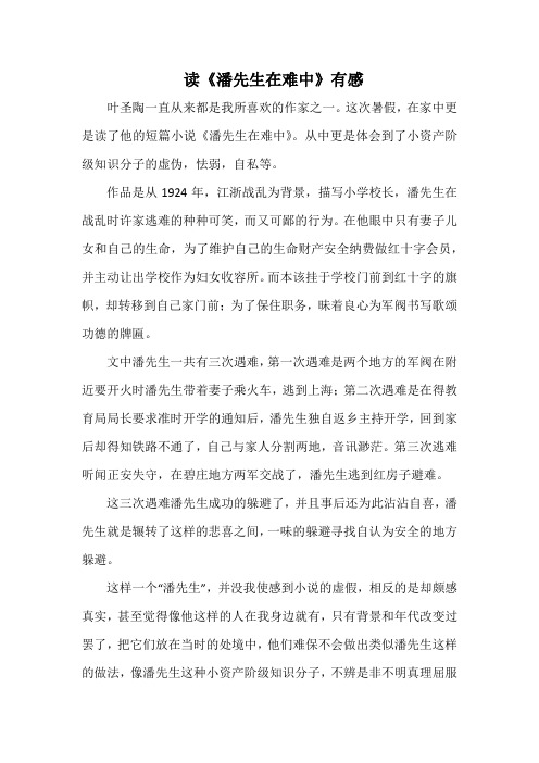 读《潘先生在难中》有感