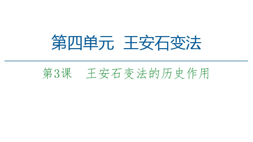 2020-2021学年人教版历史选修1课件：第4单元 第3课 王安石变法的历史作用 