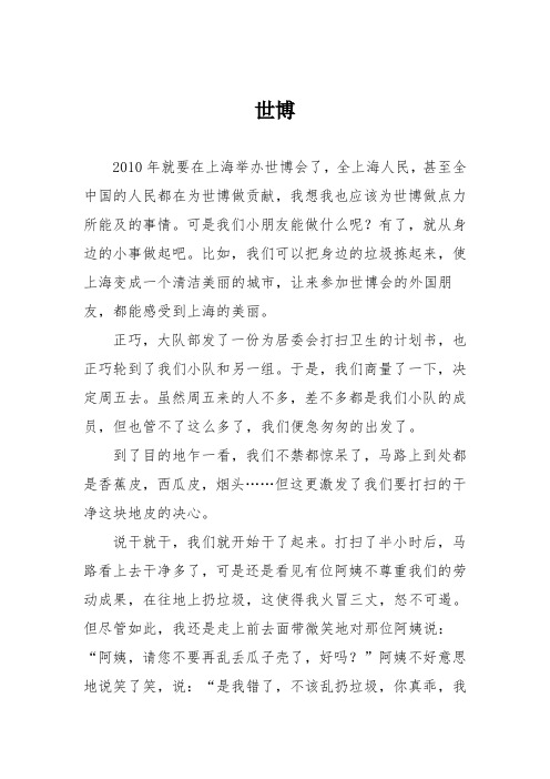 初中优秀记叙文作文：世博