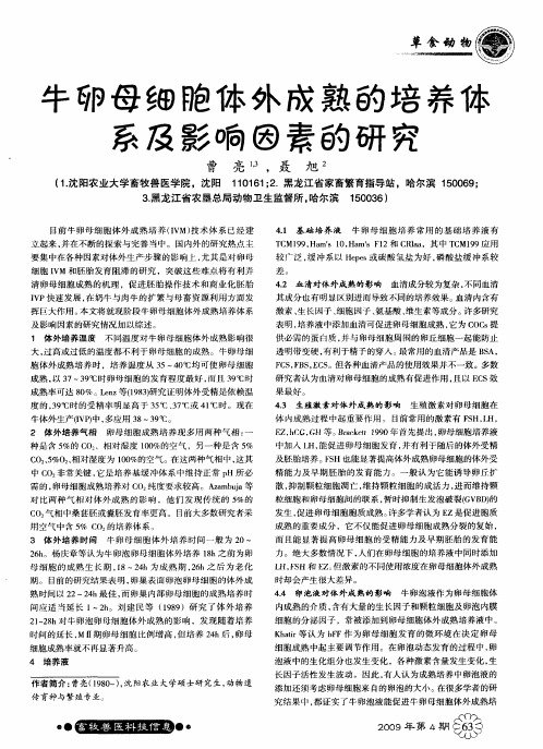牛卵母细胞体外成熟的培养体系及影响因素研究