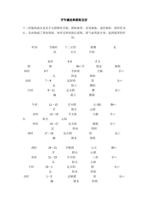 子午流注和阴阳五行
