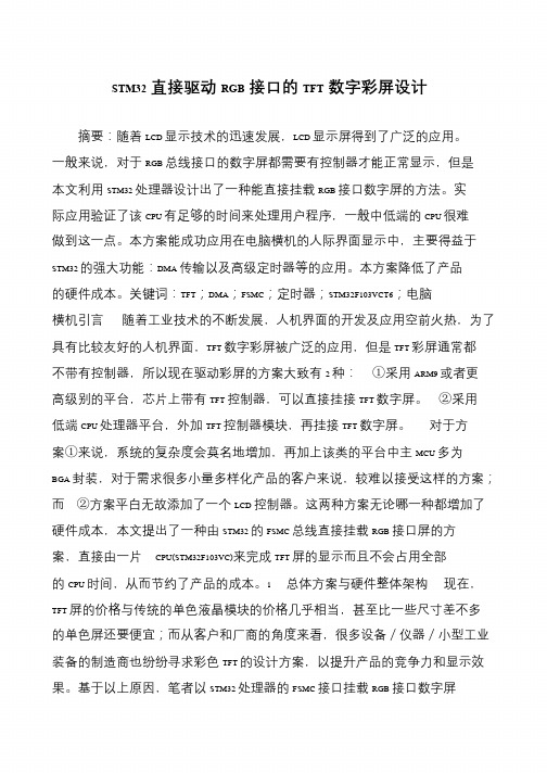 STM32直接驱动RGB接口的TFT数字彩屏设计