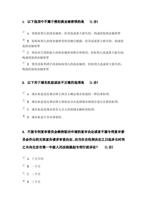2016知识产权考题