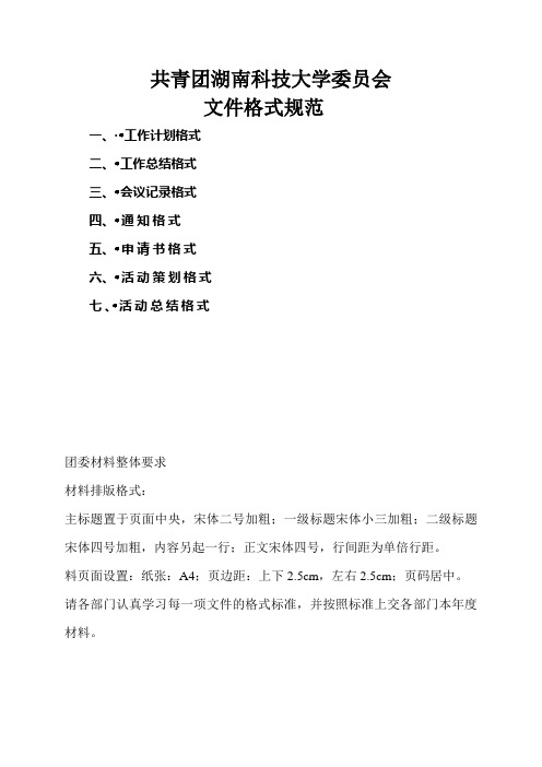 团委文件格式规范