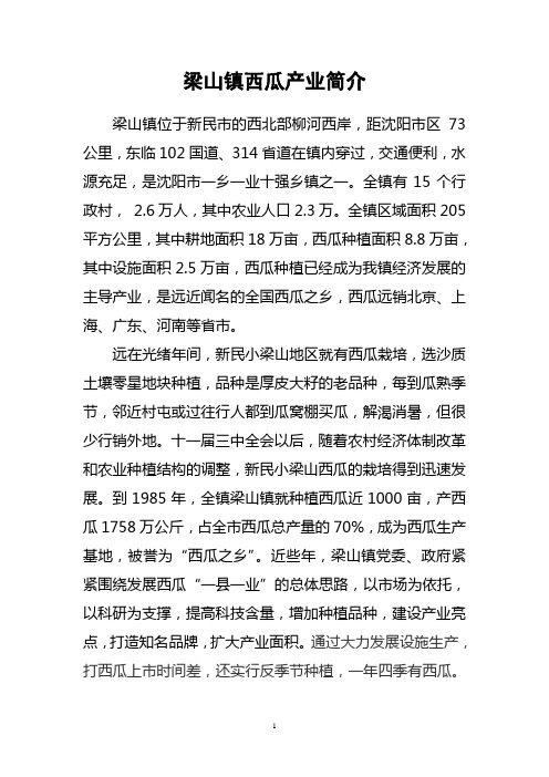 梁山镇西瓜产业简介