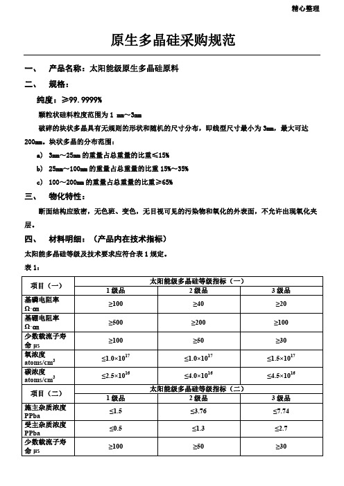 原生多晶硅采购标准