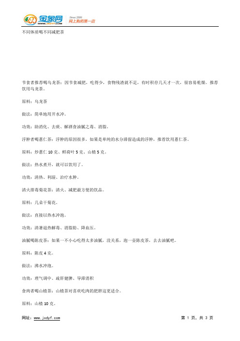 不同体质喝不同减肥茶.docx