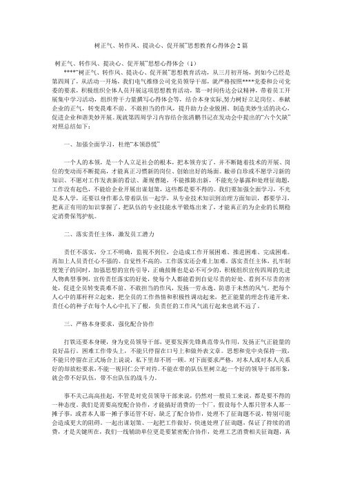 树正气、转作风、提信心、促发展”思想教育心得体会2篇.