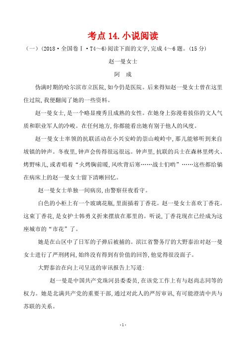 2018年高考语文分类题库.小说阅读