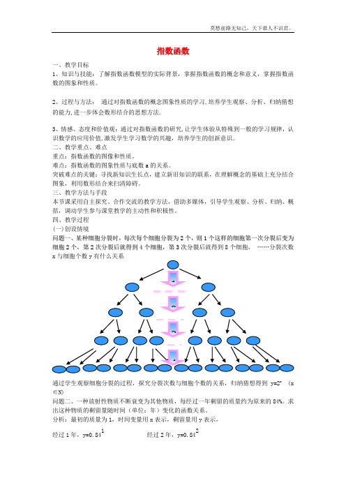 高中数学指数函数教案2苏教版必修1