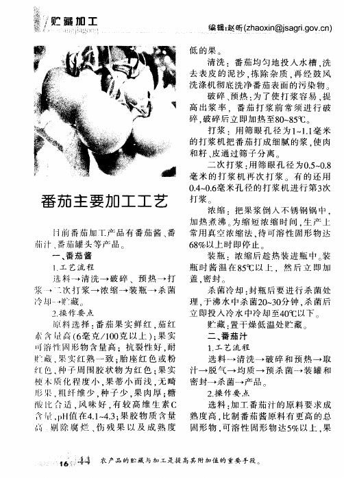 番茄主要加工工艺