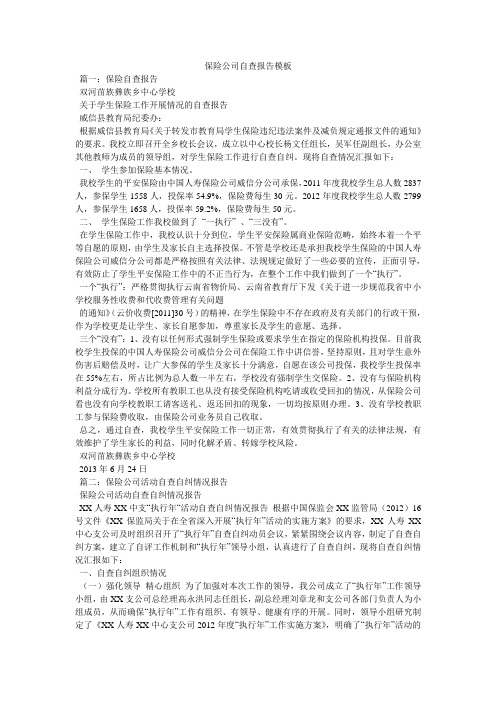 保险公司自查报告模板