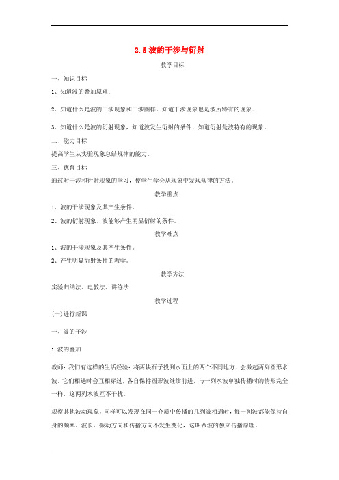 高中物理 第二章 机械波 2_5 波的干涉与衍射教案 沪科版选修3-4