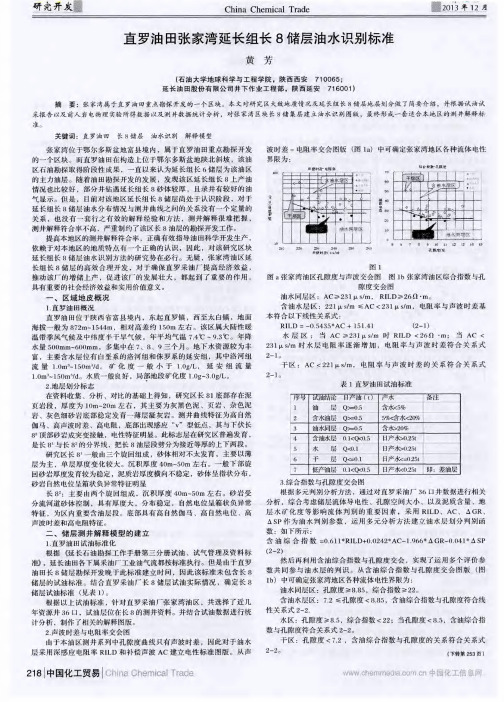 直罗油田张家湾延长组长8储层油水识别标准
