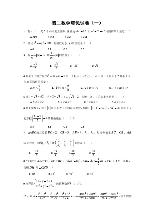 初二数学培优试卷