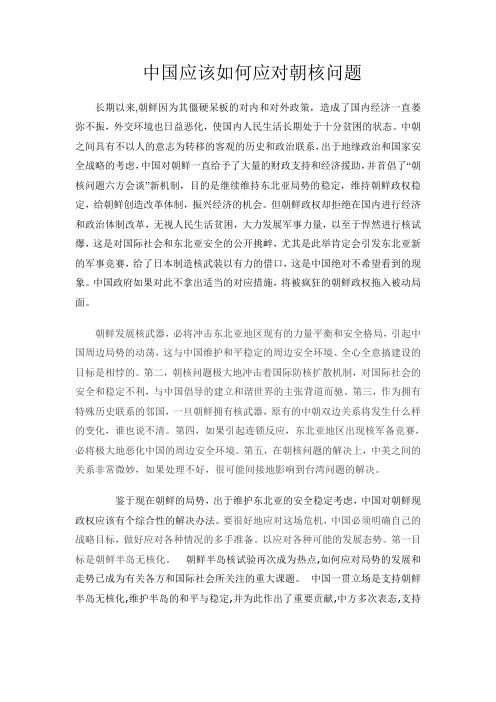 2013形势与政策论文朝核问题