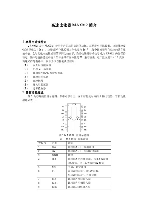 高速比较器MAX912