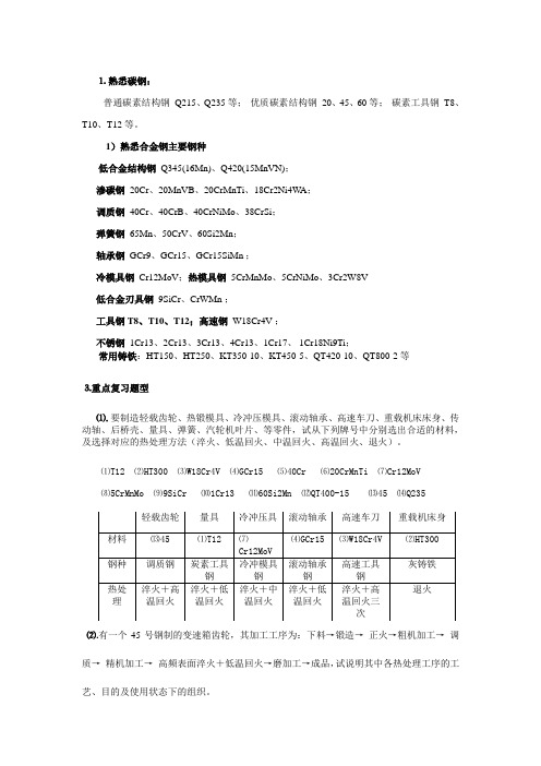 机械工程材料复习及重点