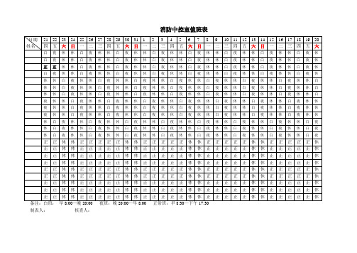 消防中控室值班表