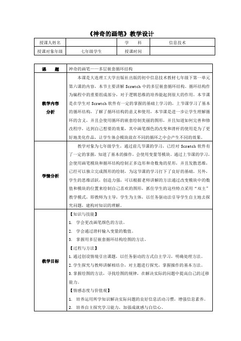 初中信息技术大连版(2015)七年级下册- 第六课 神奇的画笔——多层嵌套循环结构