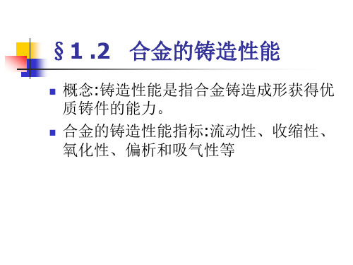 合金的铸造性能