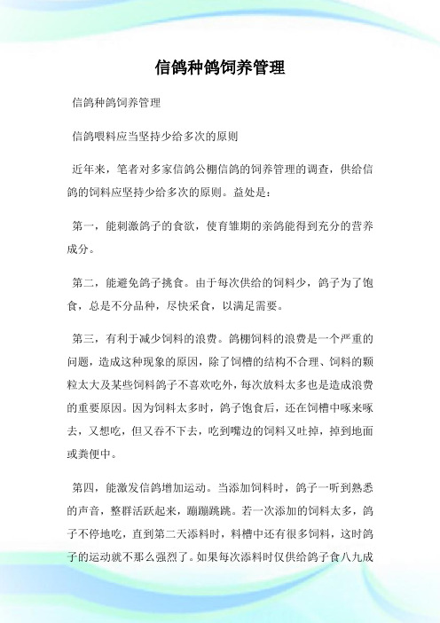 信鸽种鸽饲养管理.doc