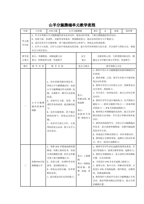 山羊分腿腾越单元教学流程