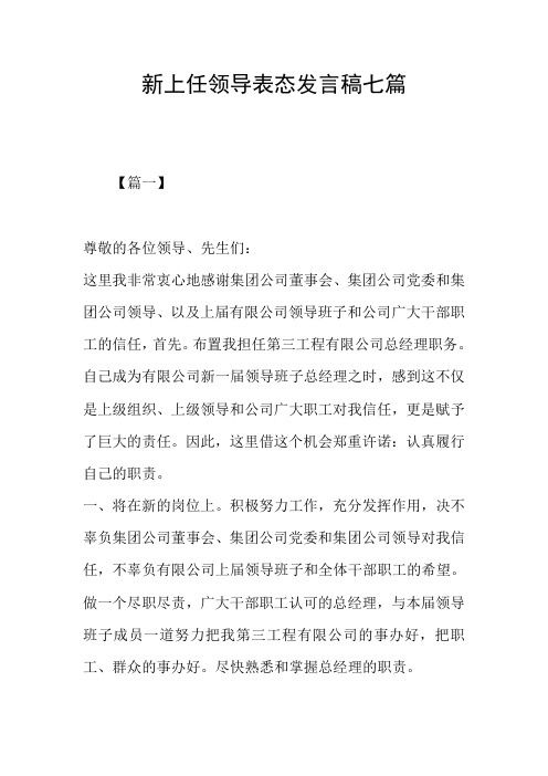 新上任领导表态发言稿七篇