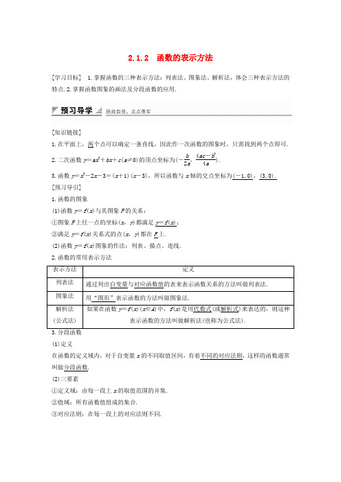 2017-2018学年高中数学第二章函数2.1.2函数的表示方法学案新人教B版必修1