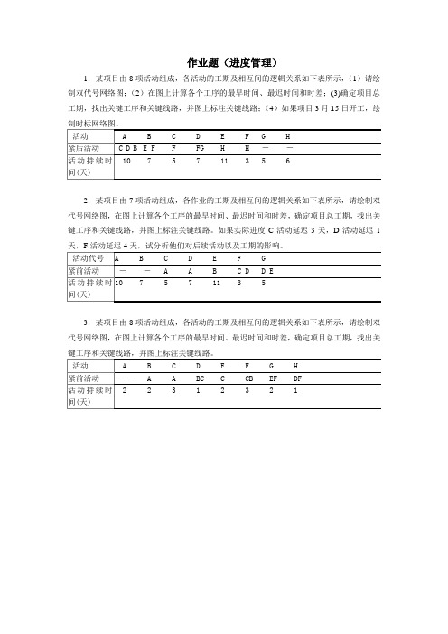 作业题(工程项目管理)
