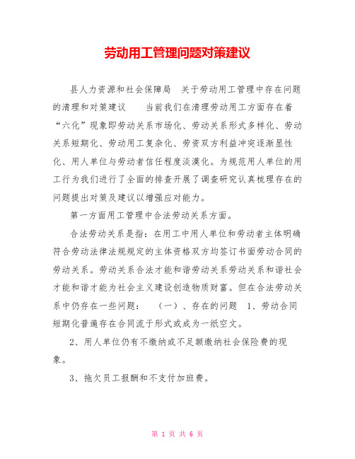劳动用工管理问题对策建议