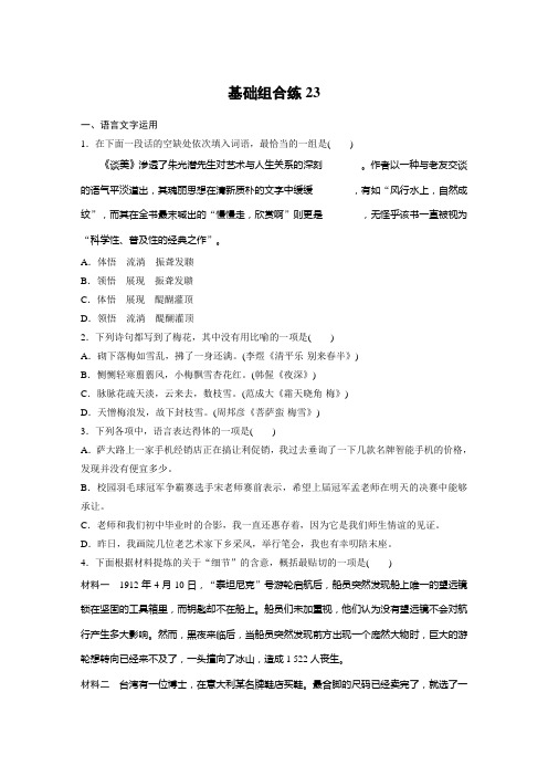 高考语文(江苏)一轮练习：基础突破+基础组合练23+Word版含解析.docx