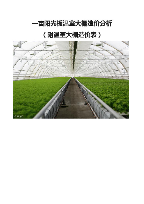 一亩阳光板温室大棚造价分析