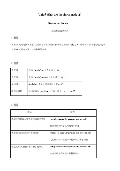 人教版九年级英语全一册知识梳理第五单元《Unit 5 Grammar》