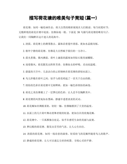 描写荷花塘的唯美句子简短(精选2篇)