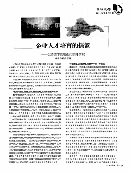 企业人才培育的摇篮——记奋进中的成都市技师学院