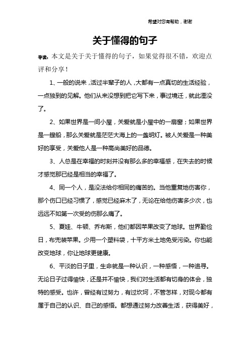 关于懂得的句子