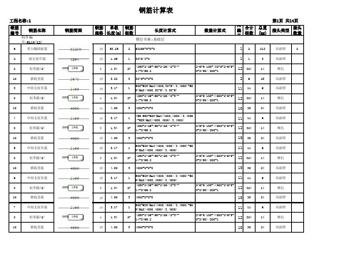 梁钢筋计算表